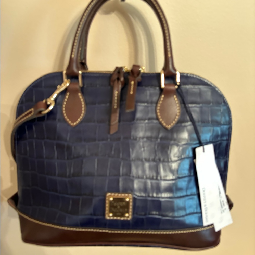 NWT Dooney & Bourke Oakdale Zip Zip Satchel in Midnight Blue